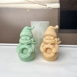 Snowman Candle Mold Holding Christmas Wreaths  Gypsum Soap Resin Making Tools Home Crafts  Candle Mould
