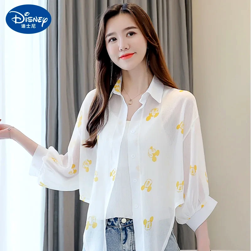 

Disney Mickey Women's T-Shirt Summer New Chiffon Personality Sunscreen 2024 Women's Top