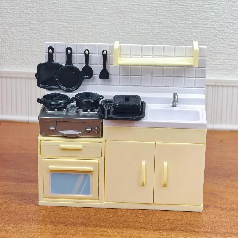 1 Juego de utensilios de cocina compactos, modelo mini, estufa, simulación de escena de cocina, juguete para muñecas infantiles, adorno para el hogar, para diversión en el tiempo de juego