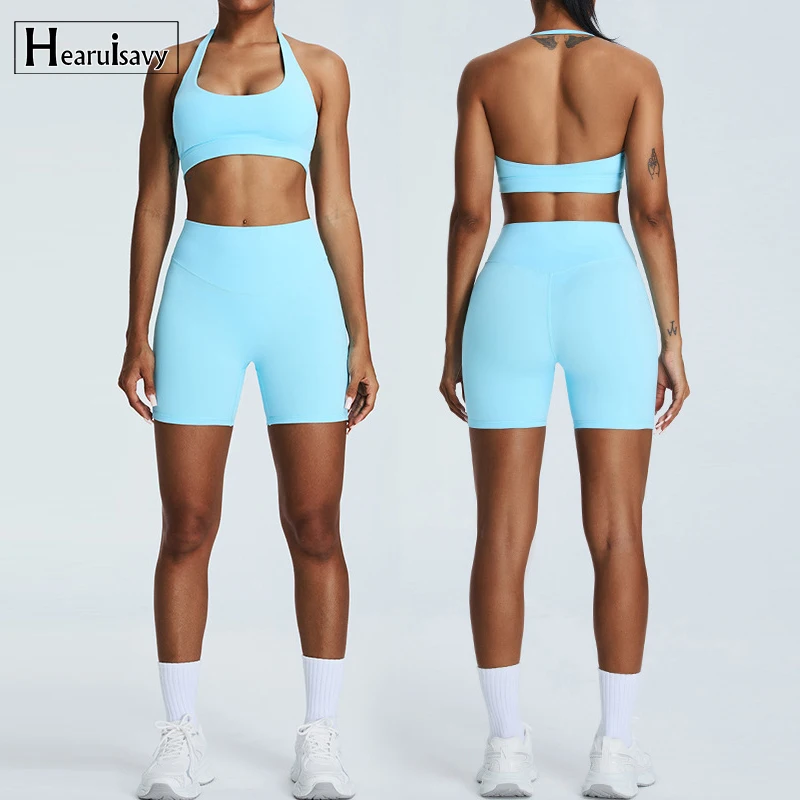 

Hearuisavy High Waist Workout Suit Women Sportswear Gym Set Women Tracksuit Running Breathable Yoga Clothes Fitness Suit Women