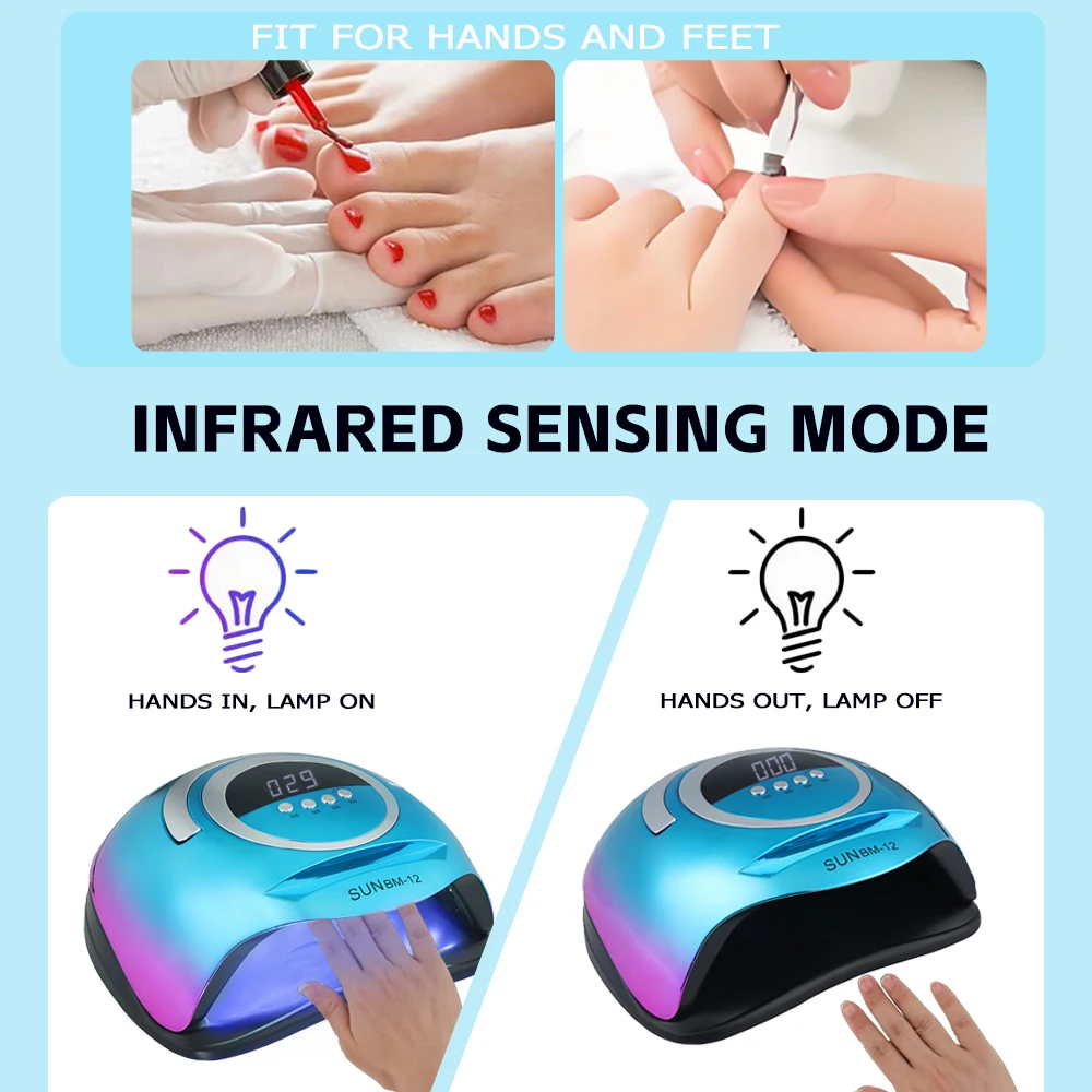 TFSCLOIN UV LED Nail Lamp 72LEDS for Professional Saloon Fast Nail Gel Dryer With 4 Timers Automatic Sensor LCD Display