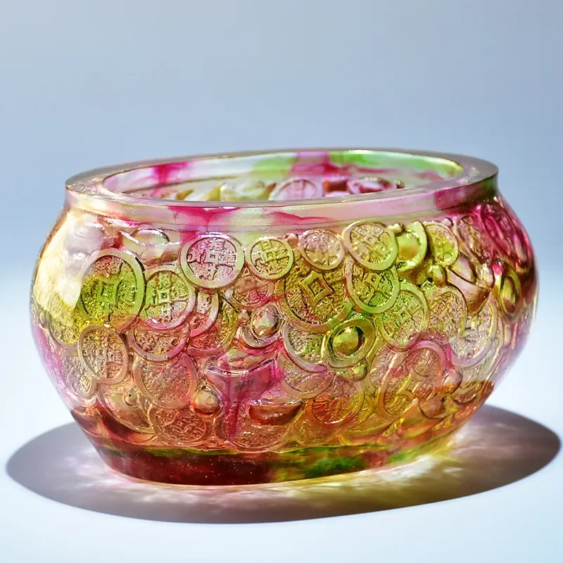 Jucai Crystal Glazed Cornucopia Ornament High End Lucky Treasure Craft Gift for Friends Store Opening Decoration Home Decor