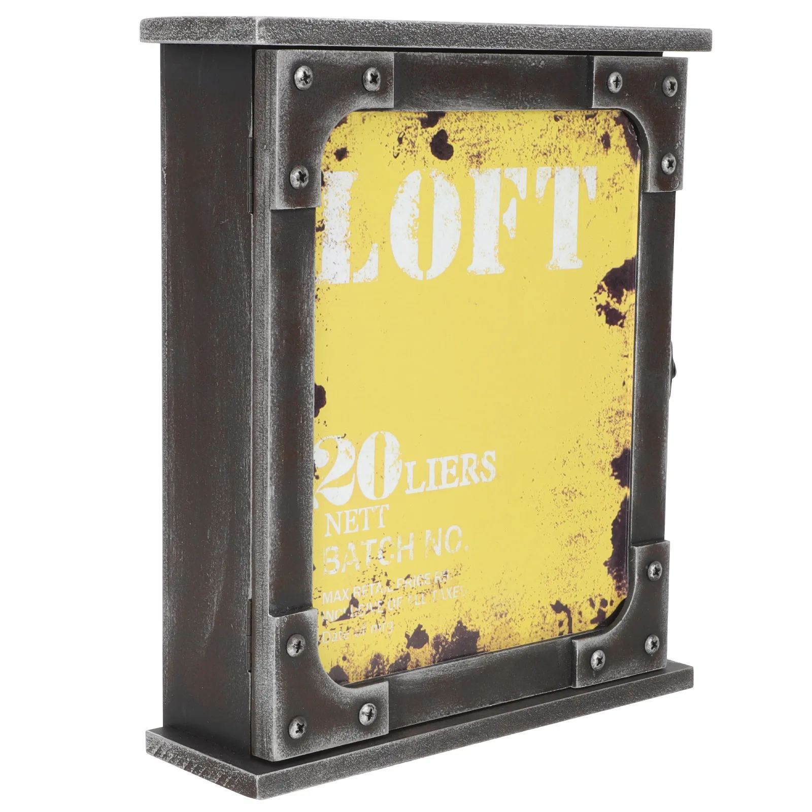 Iron and Wood Key Storage Box Vintage Style Wall Mounted Key Holder for Keys Organization Home Office Decor Trinket Organizer
