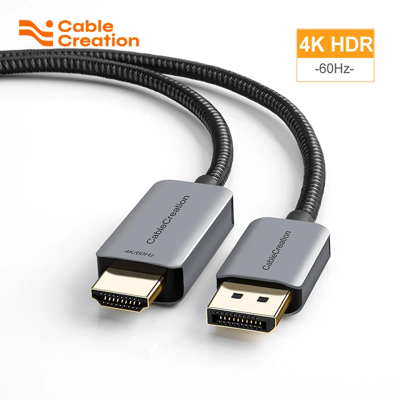 CableCreation Active DisplayPort to HDMI Cable 4K 60Hz HDR Unidirectional DP to HDMI Cord 2K 1080P for PC Laptop Monitor TV
