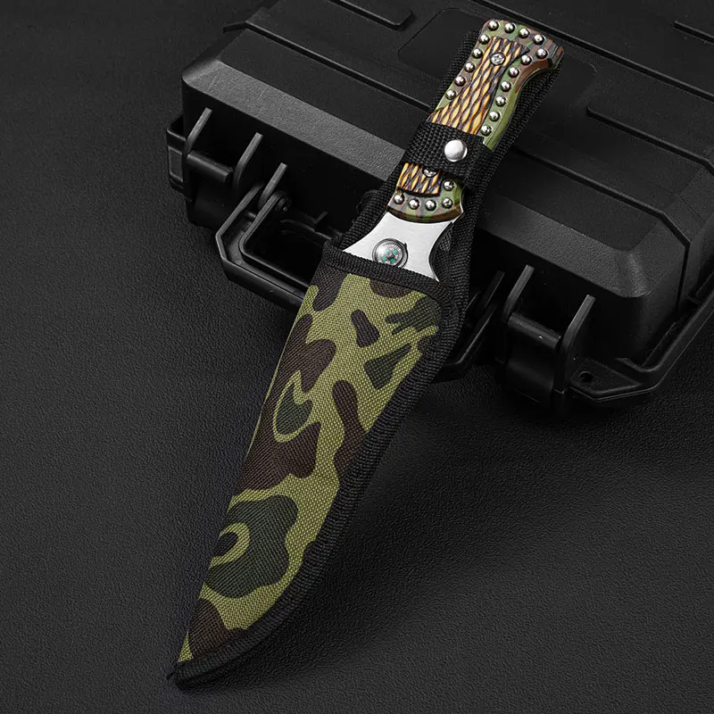 1pc，Outdoor Camping Knife, jungle explorer knife, multi-function knife, with a small flashlight, fruit knife, survival knife