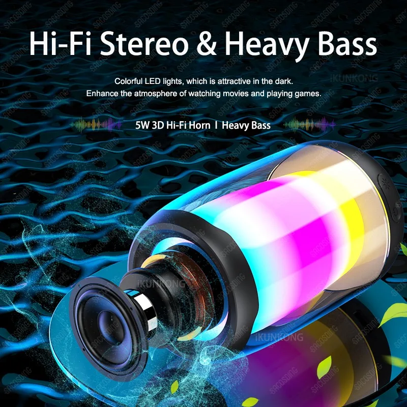 Mini LED Portable Bluetooth Speakers Wireless Speaker With TF Mic Bluetooth-compatible Music Column For Phone Bass Subwoofer