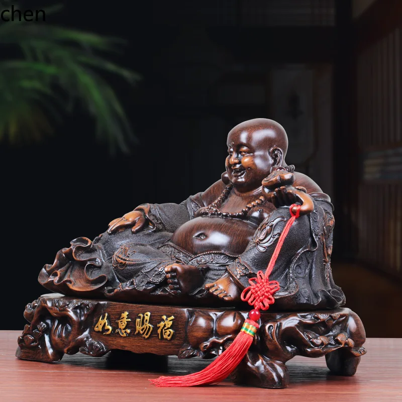 YFY   Lucky Maitreya Buddha Statue Laughing Buddha Ornament Home Wealth God Position Living Room Buddha Statue Craft