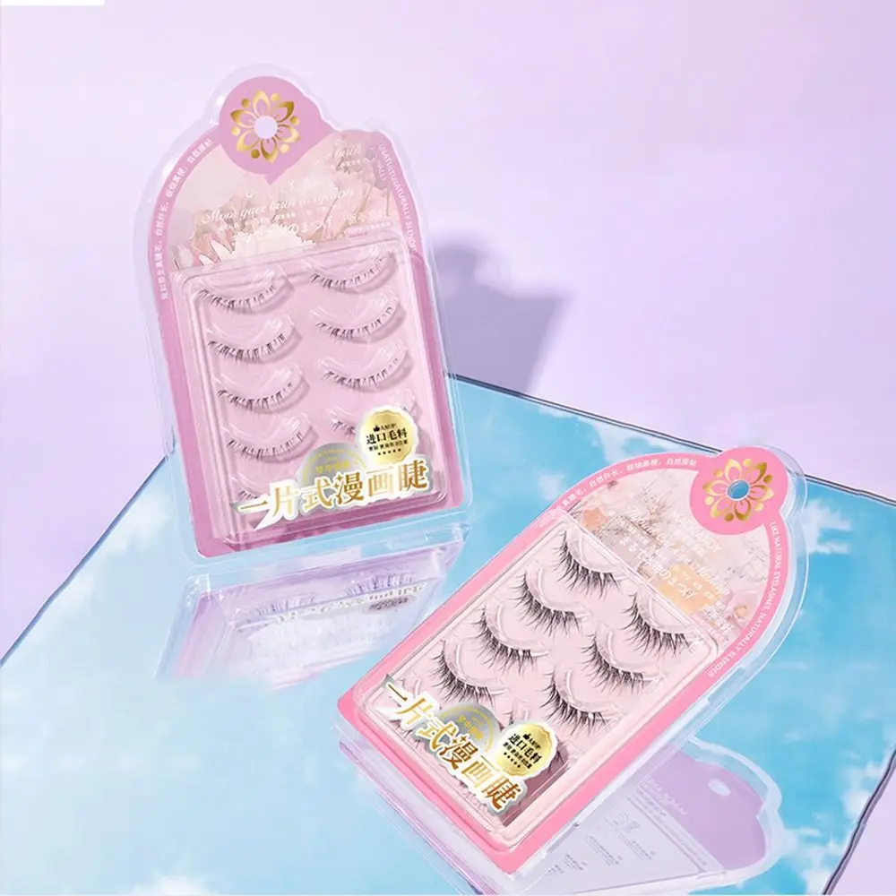 5 คู่/กล่องธรรมชาติชิ้นเดียวขนตาปลอมReusable 3D Mink Lashes Sunflowerขนตาปลอมโปร่งใสStem