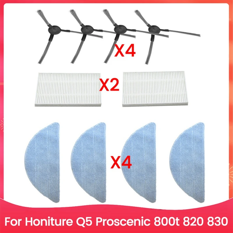 Seitenbürste Filter Mopp Tuch Kit für Honiture Q5 Proscenic 800T 820 830 Staubsauger Ersatzteile