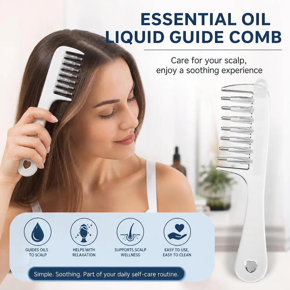 Hair Essential Oil Applicator Comb Roller Ball Liquid Guide Comb Scalp Massage Hair Root Oil Apply Dispensing Comb Hair Care ﻿