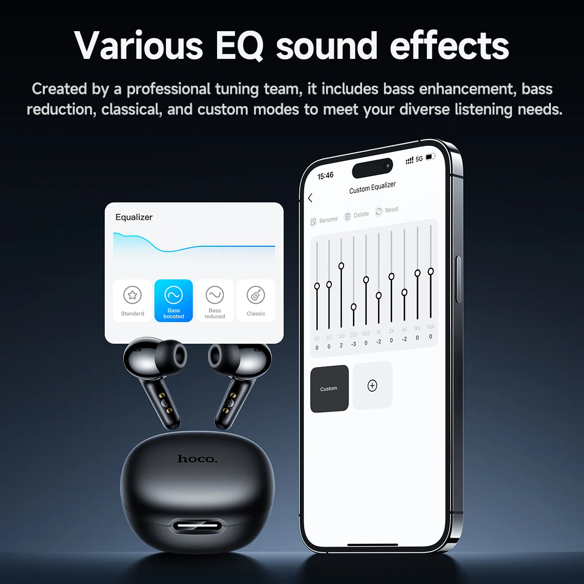 HOCO Smart AI Real Time Translation Earphone Support App Control Music Sport Earbuds HiFi EQ Sound Headphone Fo Bussiness Travel view 5