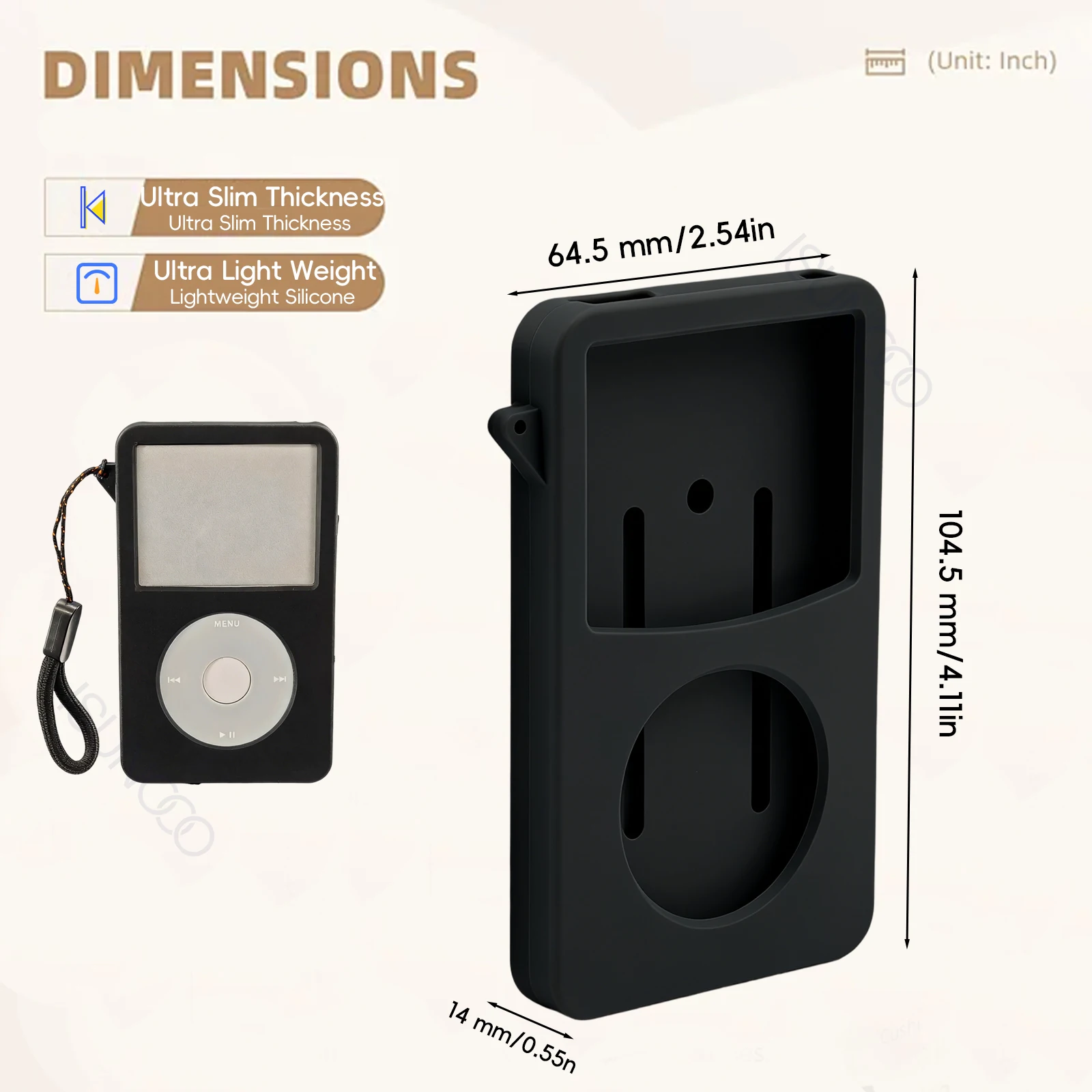 Weiche Silikon-Schutzhülle für iPod Video 5. Generation 30GB, 6. und 7. Generation Classic 80GB, 120GB, dünn 160GB, 10,5mm dick – Detail 10