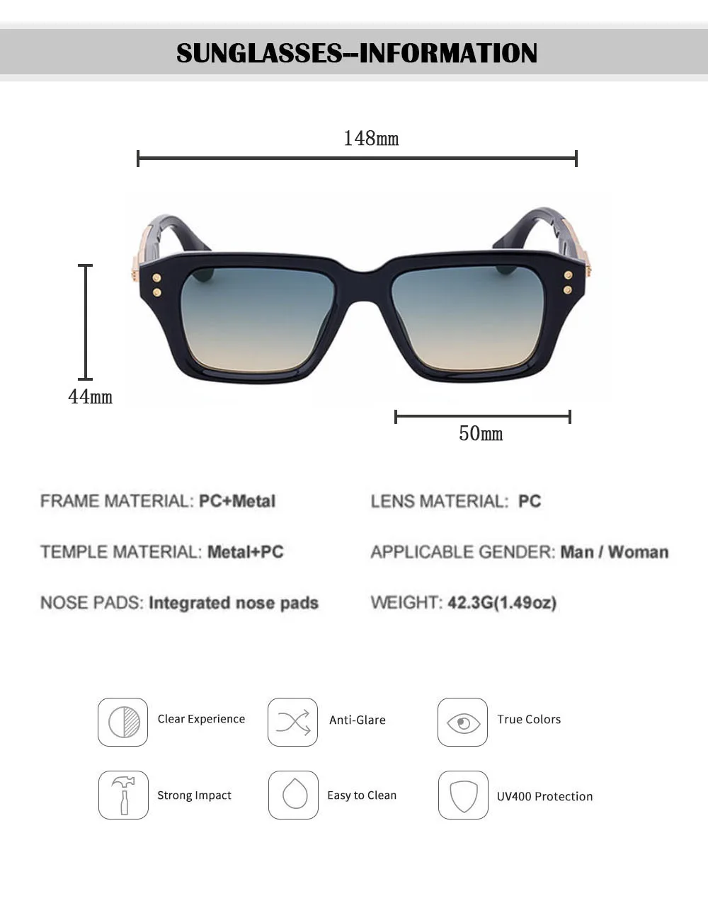 Retro Sonnenbrille Männer Vintage Quadrat Sonnenbrille Frauen Luxus Designer Mode Gläser Dropshipping Gafas De Sol Hombre Zonnebril – Detail 20