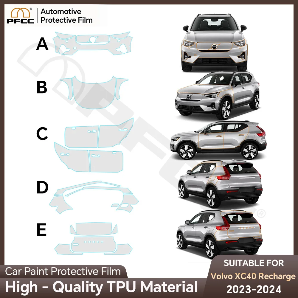 Car Paint Protection Film Invisible Body Sticker Anti-Scratch Pre-cut TPU PPF Cars Accessories for Volvo XC40 Recharge 2023 2024