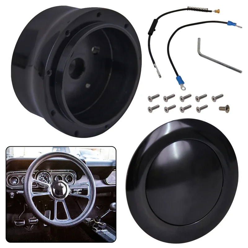 

For Buick/Cadillac/Chevrolet/Chrysler/Pontiac 9 Hole Adapter & Billet Aluminum Steering Wheel Horn Button