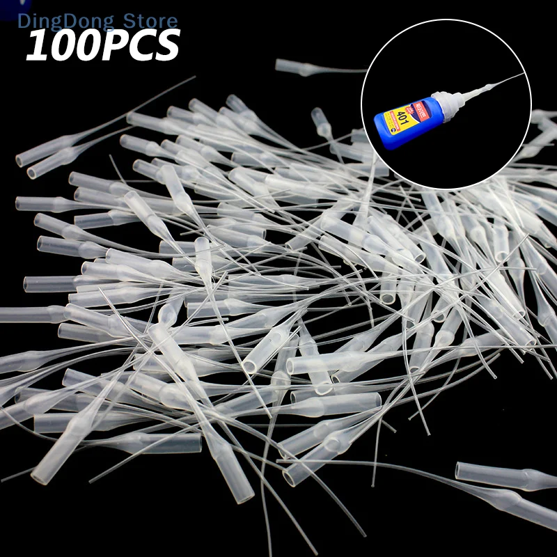 

100Pcs Glue Micro-Tips Plastic Glue Bottle Tips Glue Extender Precision Applicator Dropping Tube Nozzle For Crafting Lab