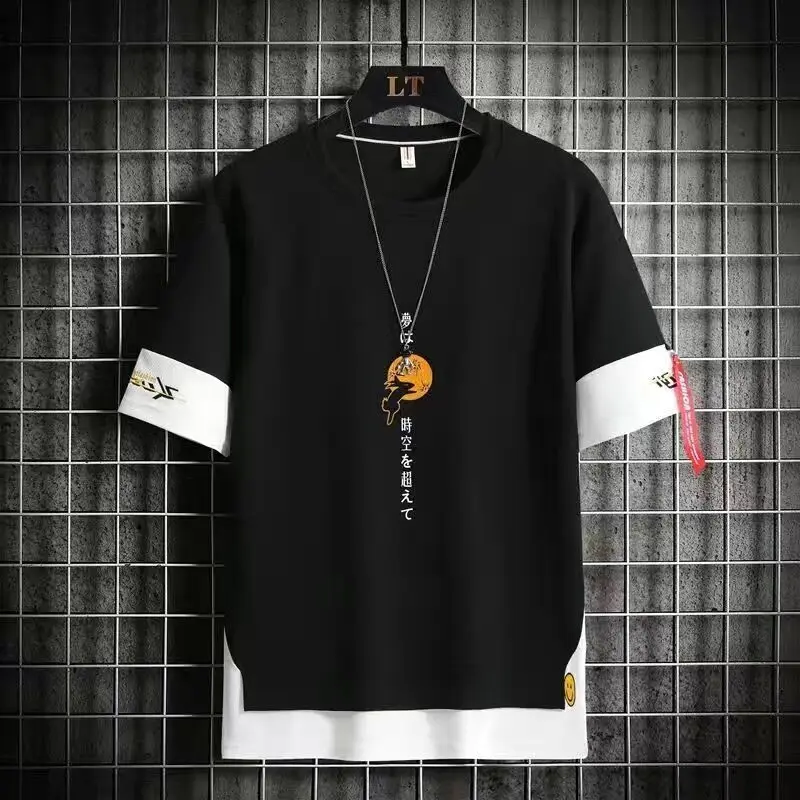 Fashion Short Sleeves Fashion O Neck Hip Hop Streetwear Black White T-shirt Men's 2024 Summer Clothes Top Tees Tshirt