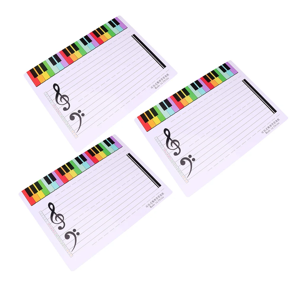 3Pcs Music Staff Erasable Plastic Whiteboard for Teaching Practice Home School Use Writable Music Note Board Reusable Portable