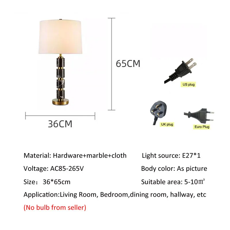 American modern table lamp patterned marble lamp model room living room bedroom bedside decorative desk lamp