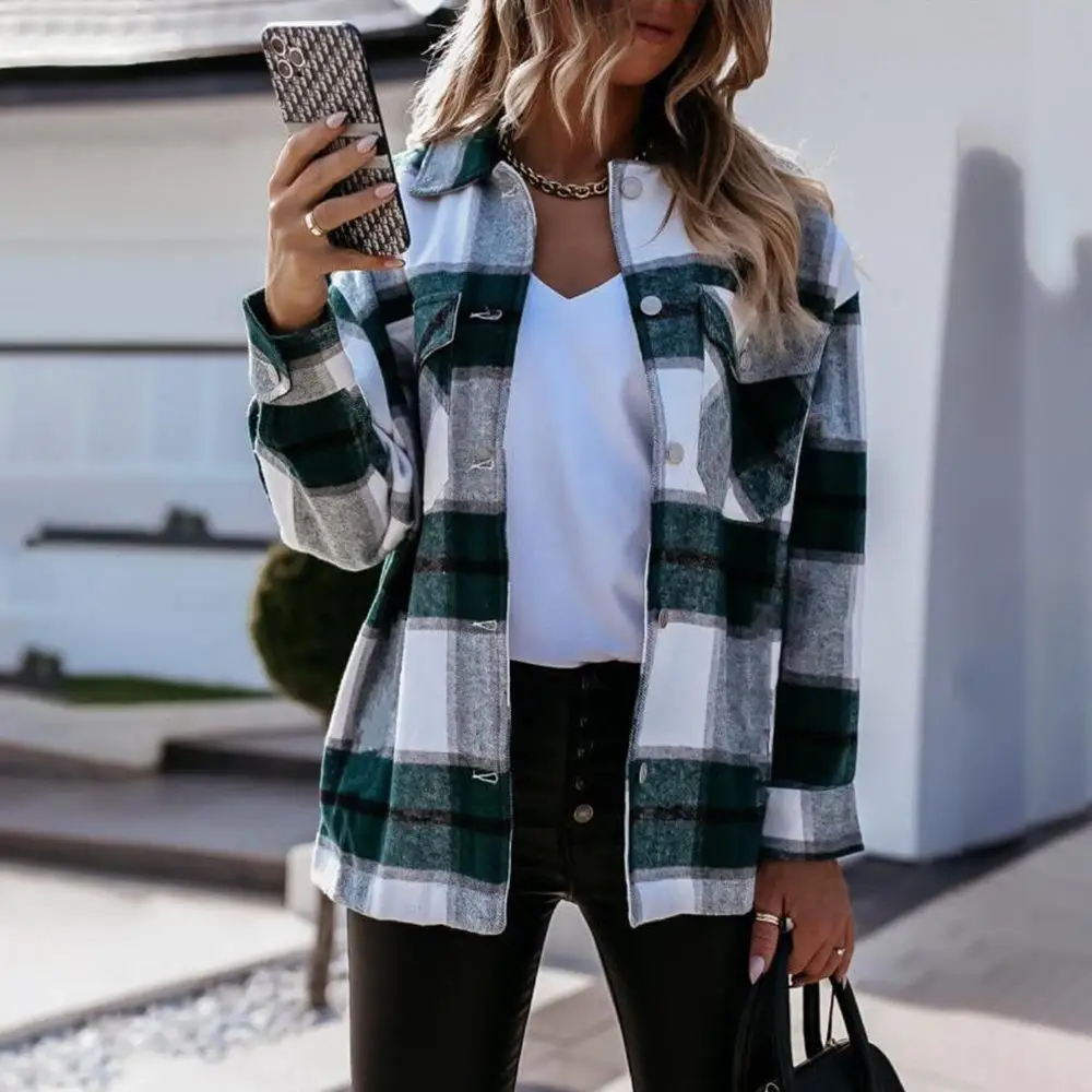 Femmes Long Plaid irt Faion coupe droite Polyester saison d'été longueur régulière Sve fibre de Polyester imprimé Non déformable