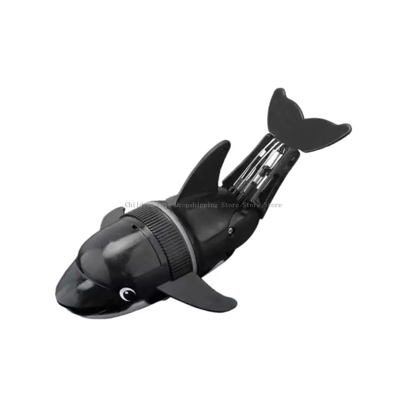 상호 작용하는 돌고래 욕조 장난감 어린이를위한 자체 이동 물 롤오버 게임 3 년 블랙 디자인