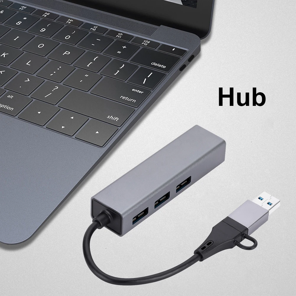 USB C HUB 10/100/1000Mbps 3 Ports Ethernet Adapter Network Card USB Type-C To RJ45 Internet Cable For Laptop Computer Accessory