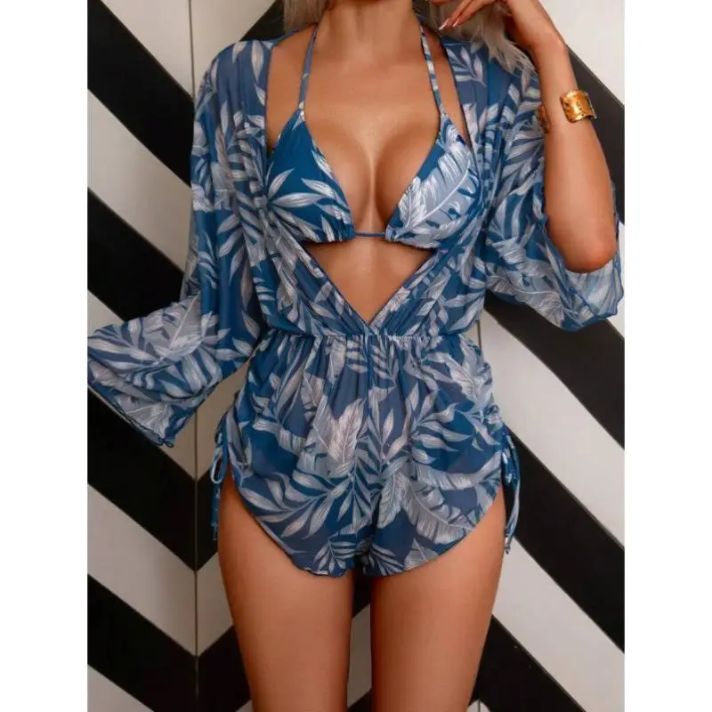 

New Women's Beach Swimsuit Tee-Piece Set Random Sle Summer Beachwear Casual Sportswear Svel Top And Bot Set