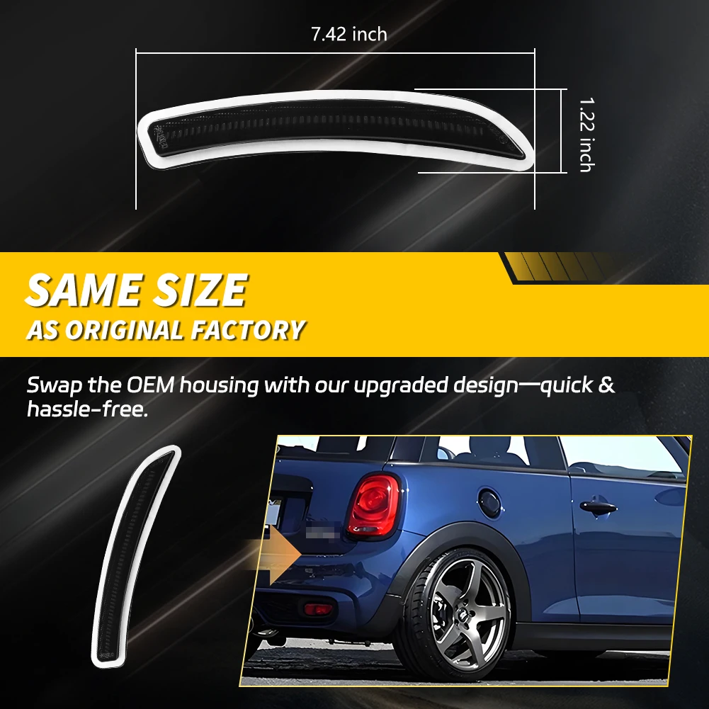 2Pcs For 2014 2015 2016 2017 2018 2019 Gen3 MINI Cooper F55 F56 F57 Front/Rear Side Marker Light Fender Light Reflector W/LED - view 3