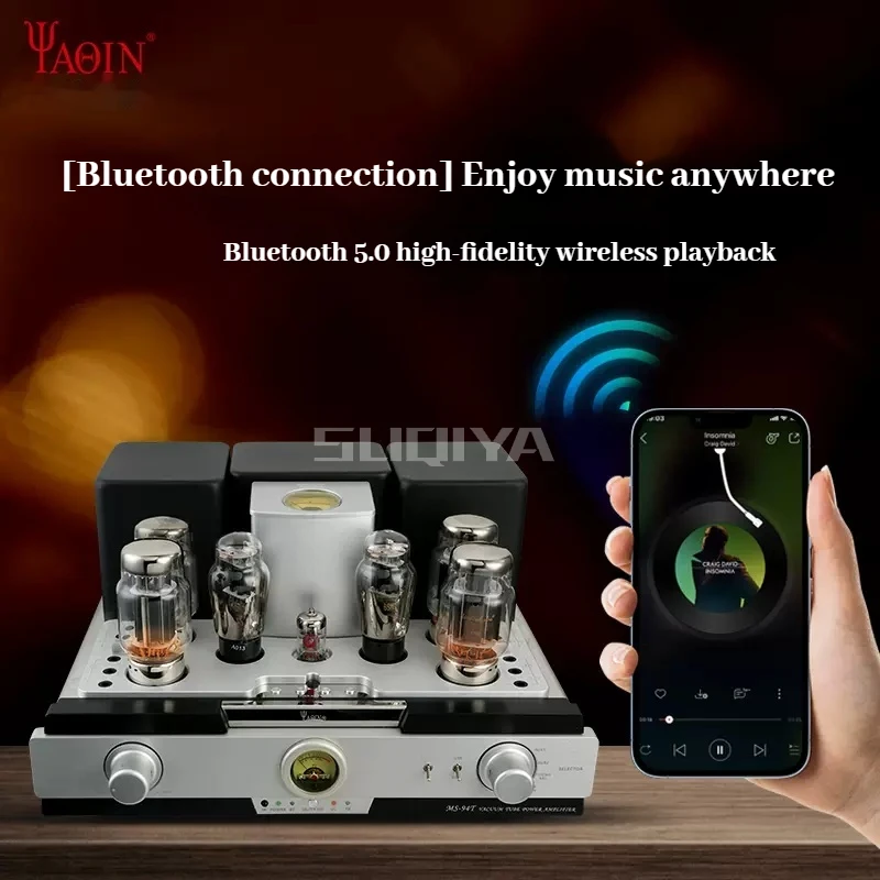 SUQIYA-YAQIN MS-94T Gallbladder KT88 Tube Bluetooth 50W*2 Push-pull Power Amplifier Vinyl Singing Head Amplifier Sound