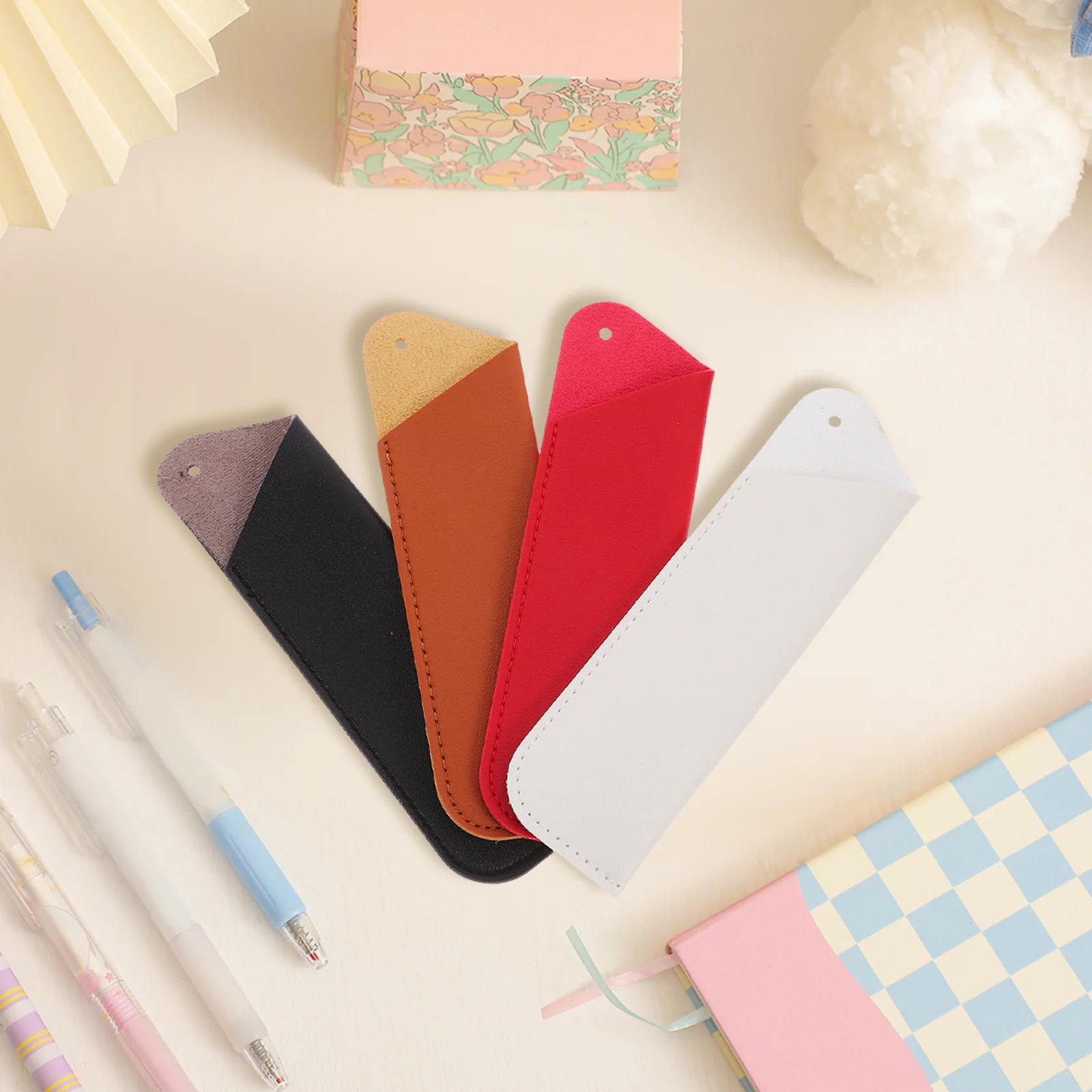 4Pcs Pencil Bag PU Protective Multi-Function Portable Large Capacity Stationery Pouch Pen Storage Case Pencil Bag