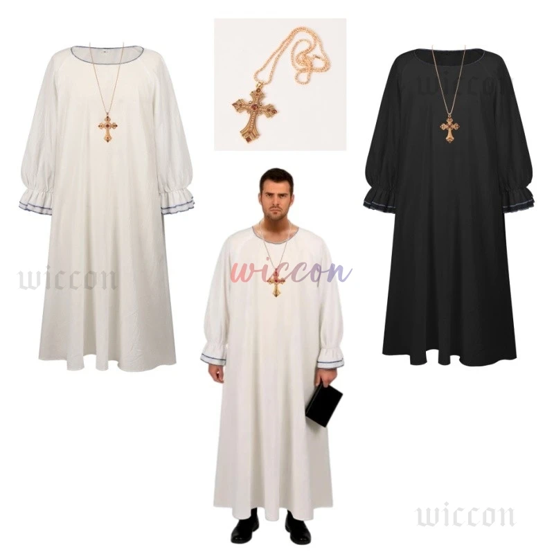 

Muslim Men's Priest Robe Jubba Thobe Abaya Islamic Eid Ramadan Long Robe Saudi Musulman Wear Caftan Dubai Arab Style for Men