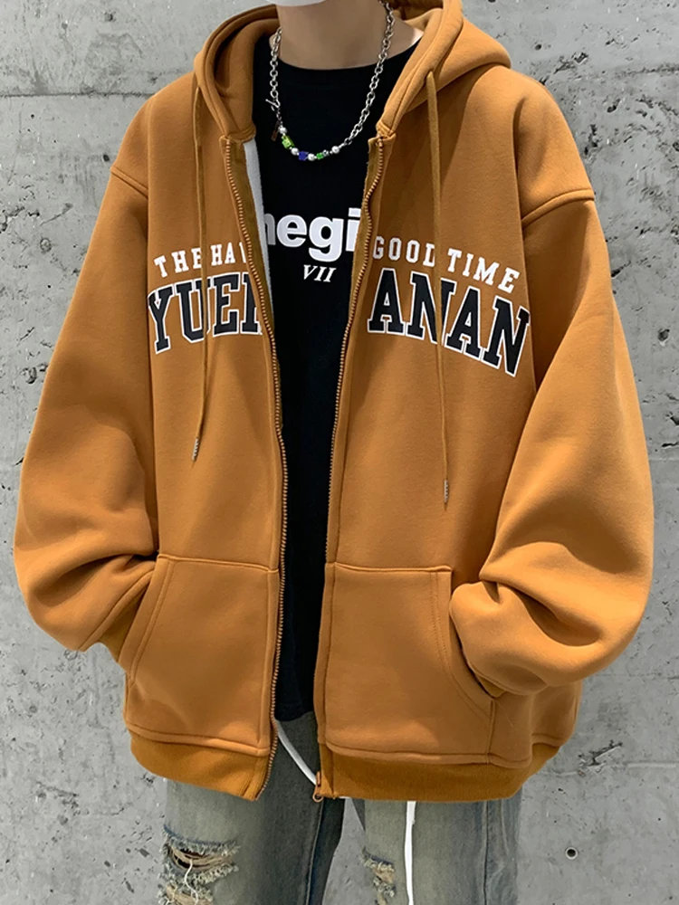 

Модный мужской кардиган-худи оверсайз на молнии, осенняя уличная мода, повседневная свободная одежда для пар, Haome
