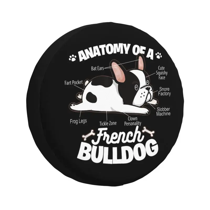Aangepaste anatomie van een Franse Bulldog reservewielhoes voor Honda Jeep huisdier dier hond auto wiel beschermhoes 14