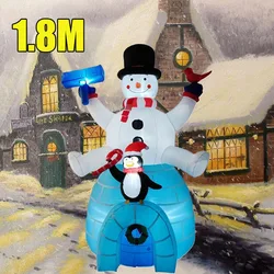 1.8m/5.9FT Christmas Decor Inflatable Snowman Penguin Build-in LED Lights Indoor Ornament Xmas Party Outdoor Prop Decoration