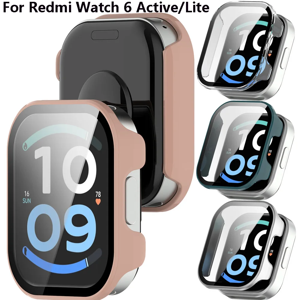 BEHUA Case For Redmi Watch 6 Active Lite Screen Protector Cover PC Case with Film For Redmi Watch6 Lite Active Accessories