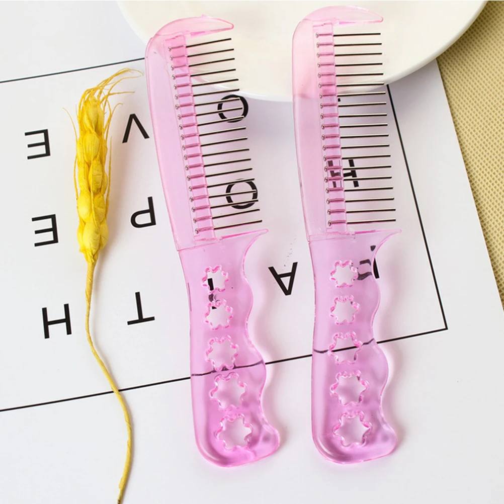 

3 Pcs Comb Anti-static Plastic Combing Women Kids Pink Pretend Play Hair Salon Barber Shop Personal Use Synthetic Wigs
