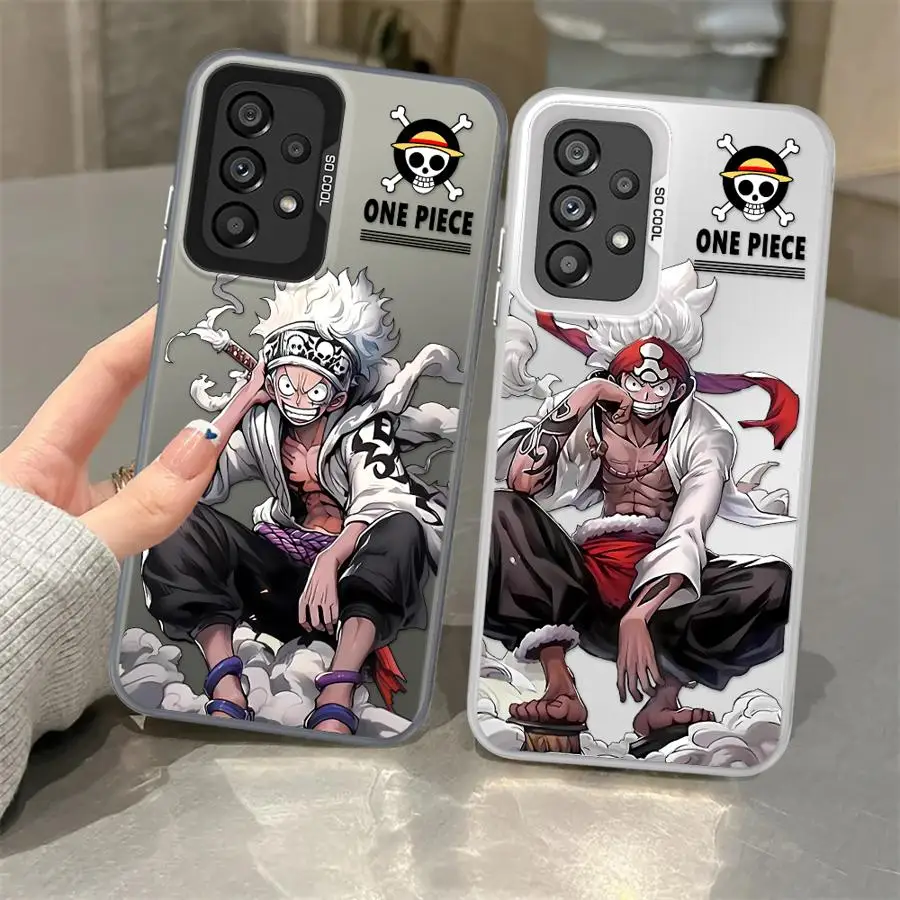 Funda Shell para Samsung Galaxy A26 A36 A54 A73 A35 A71 A52 A55 A72 A51 A56 A53 One Piece S Luffy de pelo blanco
