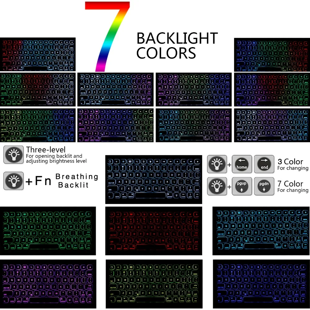 Per 2018 iPad Pro tastiera con custodia di terza generazione da 12.9 pollici, custodia per tastiera bluetooth, tasti retroilluminati arcobaleno 360 ruotabile 180 flpi