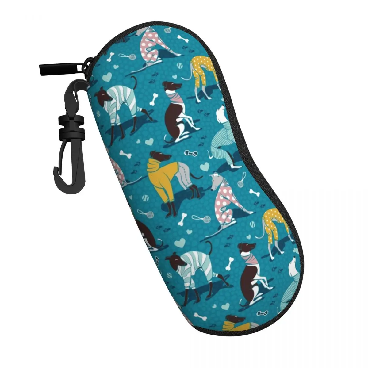 Custom Greyhounds Sunglasses Soft Case Neoprene Zipper Whippet Sighthound DOg Shell Eyeglass Case Protective Box For Glasses