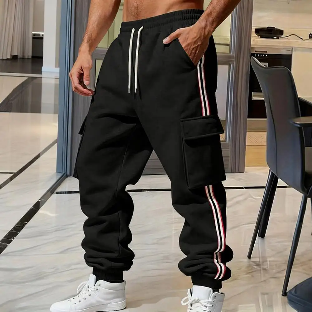 

Polyester Men Pants Men's Winter Jogger Pants with Drawstring Waist Thickened Warm Cargo Sweatpants Lightweight for Running