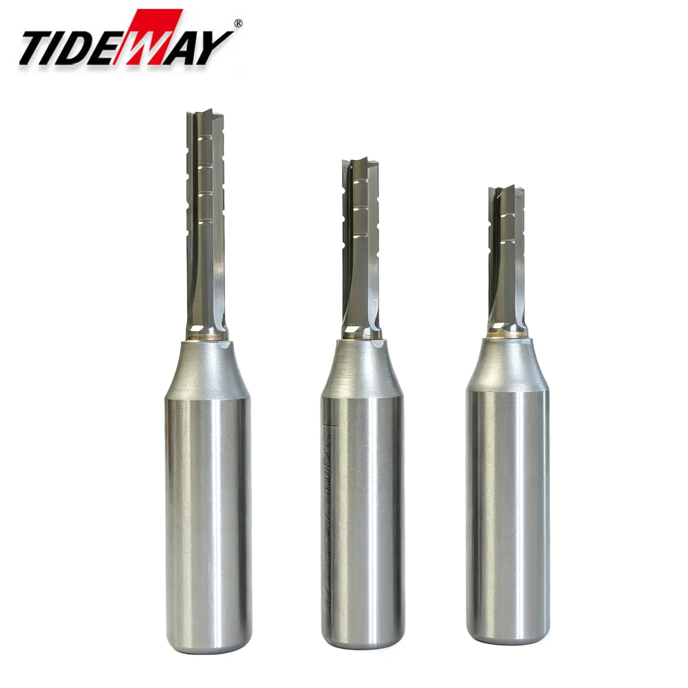 Tideway 1/2 Shank 3 Blades Cutting Straight Router Bit TCT Cutters Woodworking CNC Trimming Slot Milling Cutter for Wood MDF
