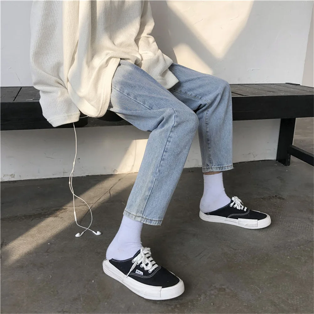 Korean Fashion Men Wide Leg Jeans 2022 Autumn New Streetwear Straight Baggy Denim Pants Male Brand Trousers men jeans