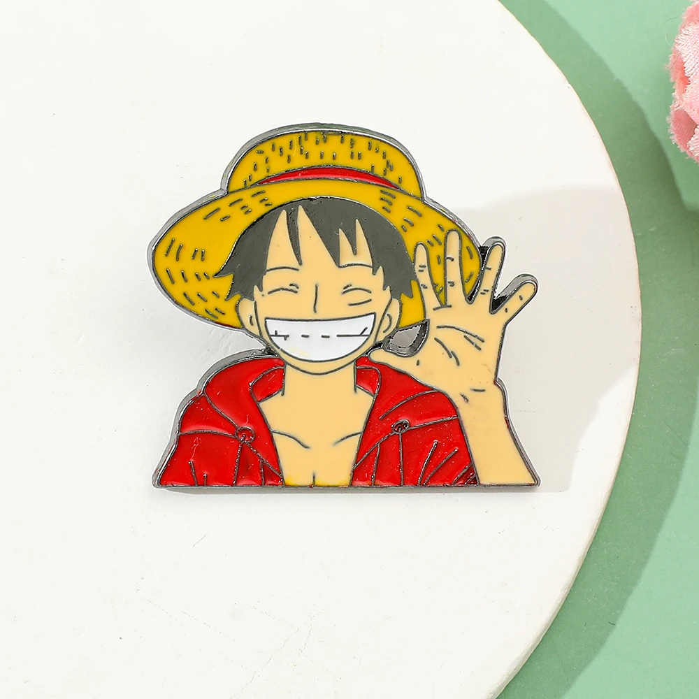 1 Pc Cartoon Character Brooch Cute Captain Straw Hat Luffy Enamel Pin Backpack Clothes Jewelry Metal Badges Accessories Gifts