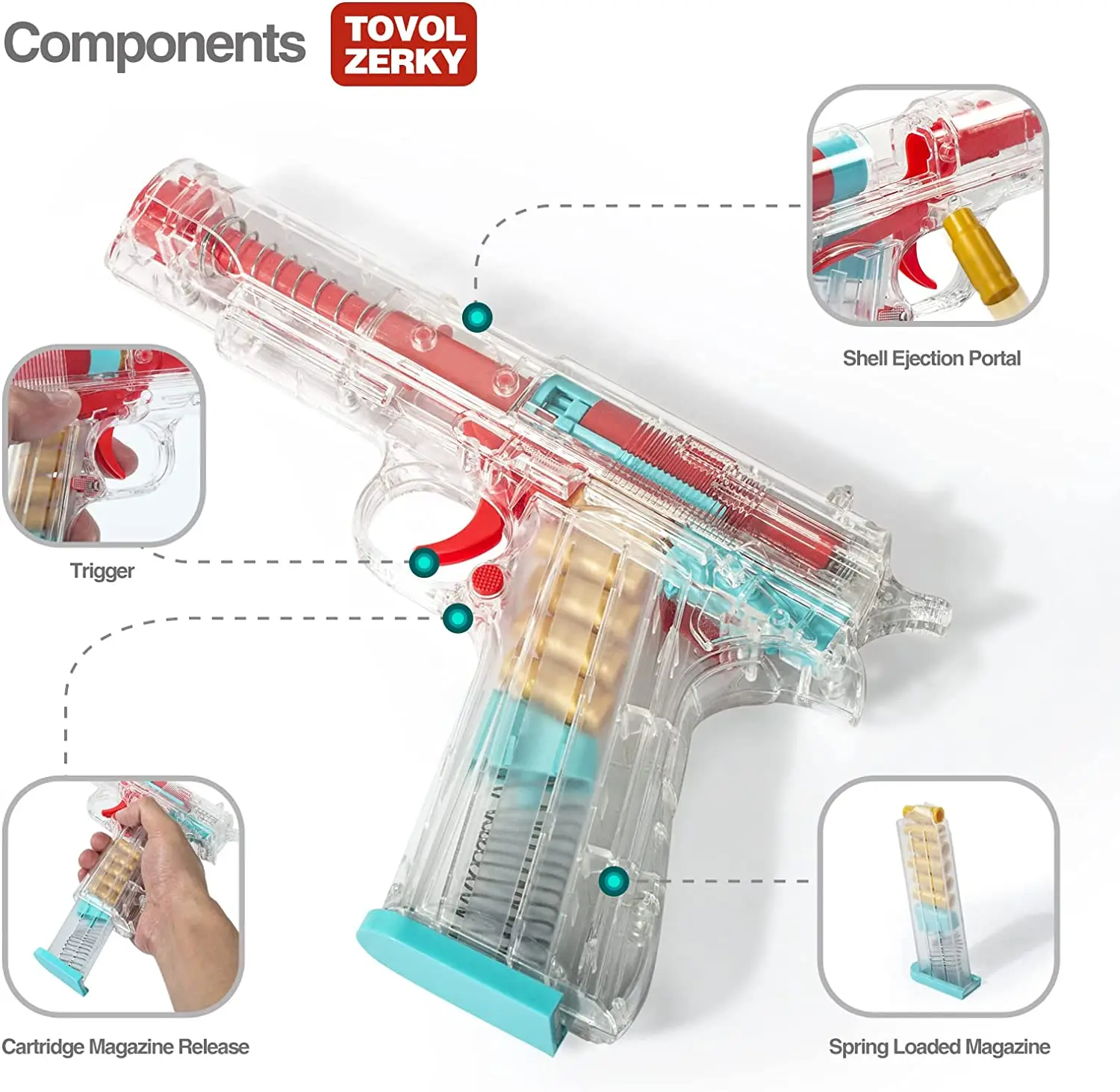 Transparente Glock Toy Gun para meninos, balas macias ao ar livre, pistola manual, Airsoft, CS Game, ejeção revólver, presente de aniversário, 2023