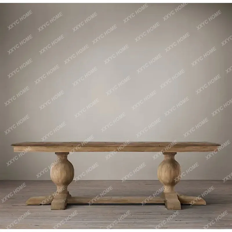 XX Dining Table and Chair Set Solid Wood Square Table  Retro Vintage Dining Table