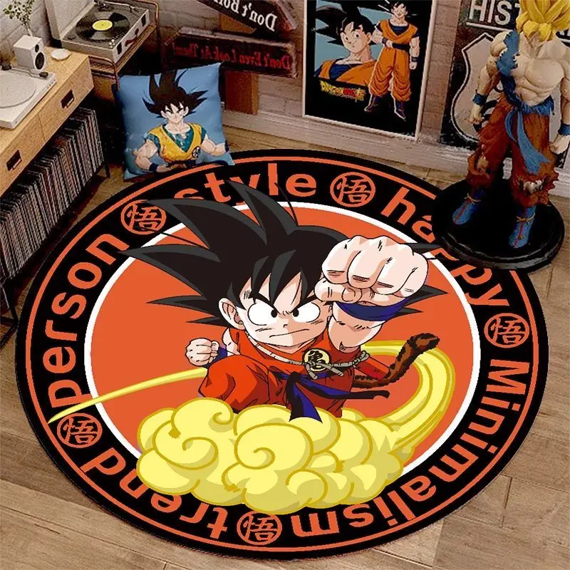 

Dragon Ball Carpet Living Room Bedroom Round Non-Slip Wear-Resistant Sofa Coffee Table Carpet Gogeta Majin Buu Vegeta Son Goku