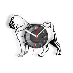 Pug Dog Breed Vinyl Record orologio da parete per Vet Clinic Pet Shop Decor Dutch Bulldog Puppy intagliato Music Album Clock Dog owers Gift