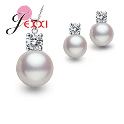 Wholesale Top Quality Wedding Jewelry Set Water Pearl Earrings Necklace 925 Silver Pendant Necklace Free Shipping