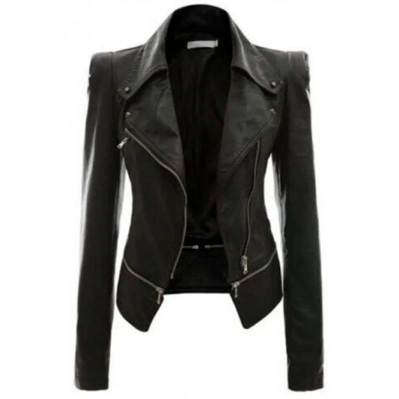 

Fall/winter Women's Motorcycle Leather Jacket Zipper Two-wear Leather Clothing