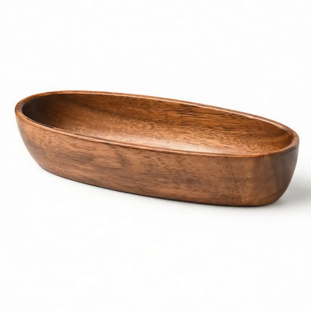 Premium Walnut Wood Serving Tray Natural Organic Boat Dish Creative Decorative Bowl For Dining Room Table Use